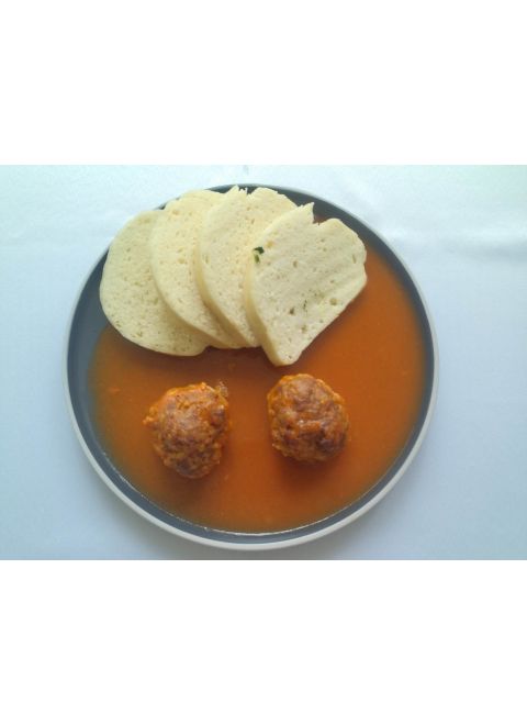 Mäsové guľky v paradajkovej omáčke 150g, domáca knedľa
