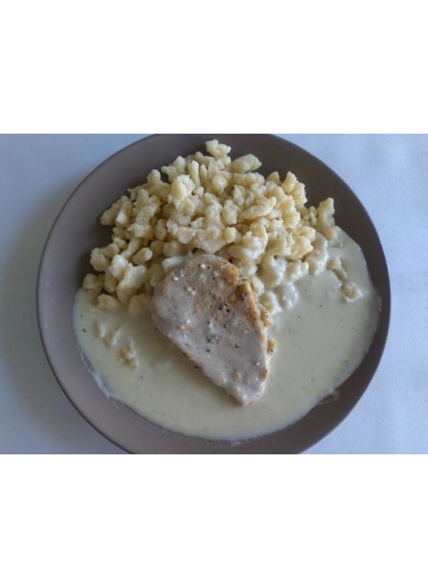 Bravčový steak na syrovej omáčke 150g, nokerle