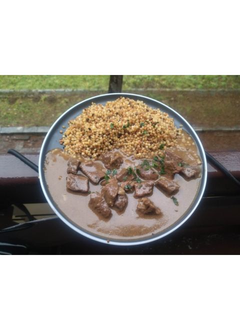 Hovädzie dusené na hubách 150g, tarhoňa