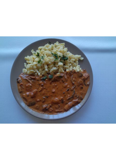 Šampiňónový perkelt 150g, domáce halušky