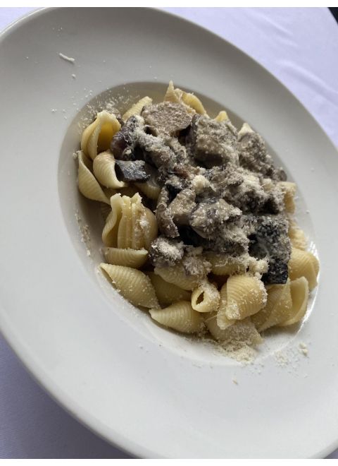 Cestovinové mušle s hubami a parmezánom
