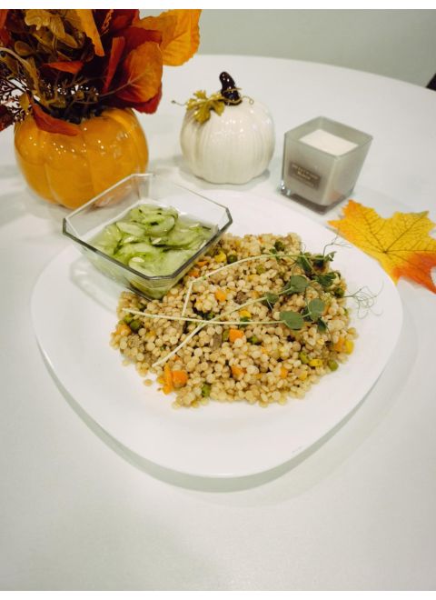 Bratislavské bravčové rizoto, uhorkový šalát