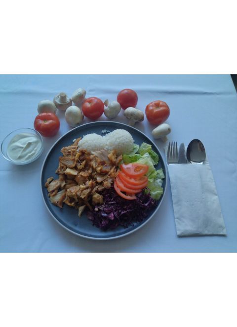 Kebab tanier menu/ ryža ;  1x 0.33l plechovka grátis (len na donášku)