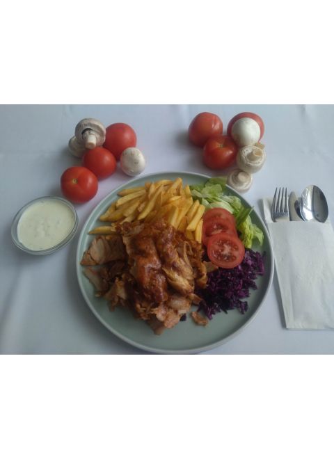 Kebab tanier menu/ hranolky +  1x 0.33l plechovka grátis (len na donášku)